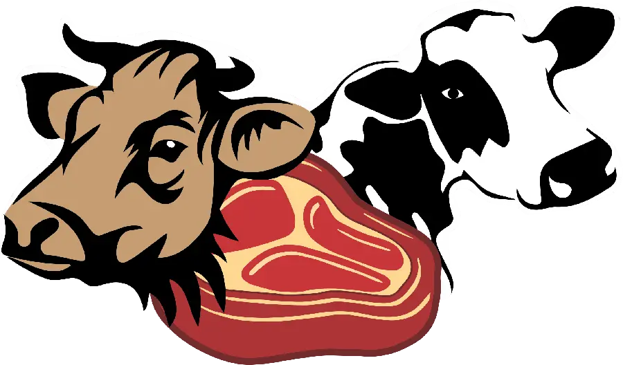 Download a graphic cartoon cow photo and meat suitable for butcher and dairy logos 