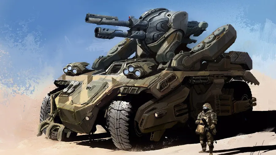 Strong and powerful supertank stock photo in the future