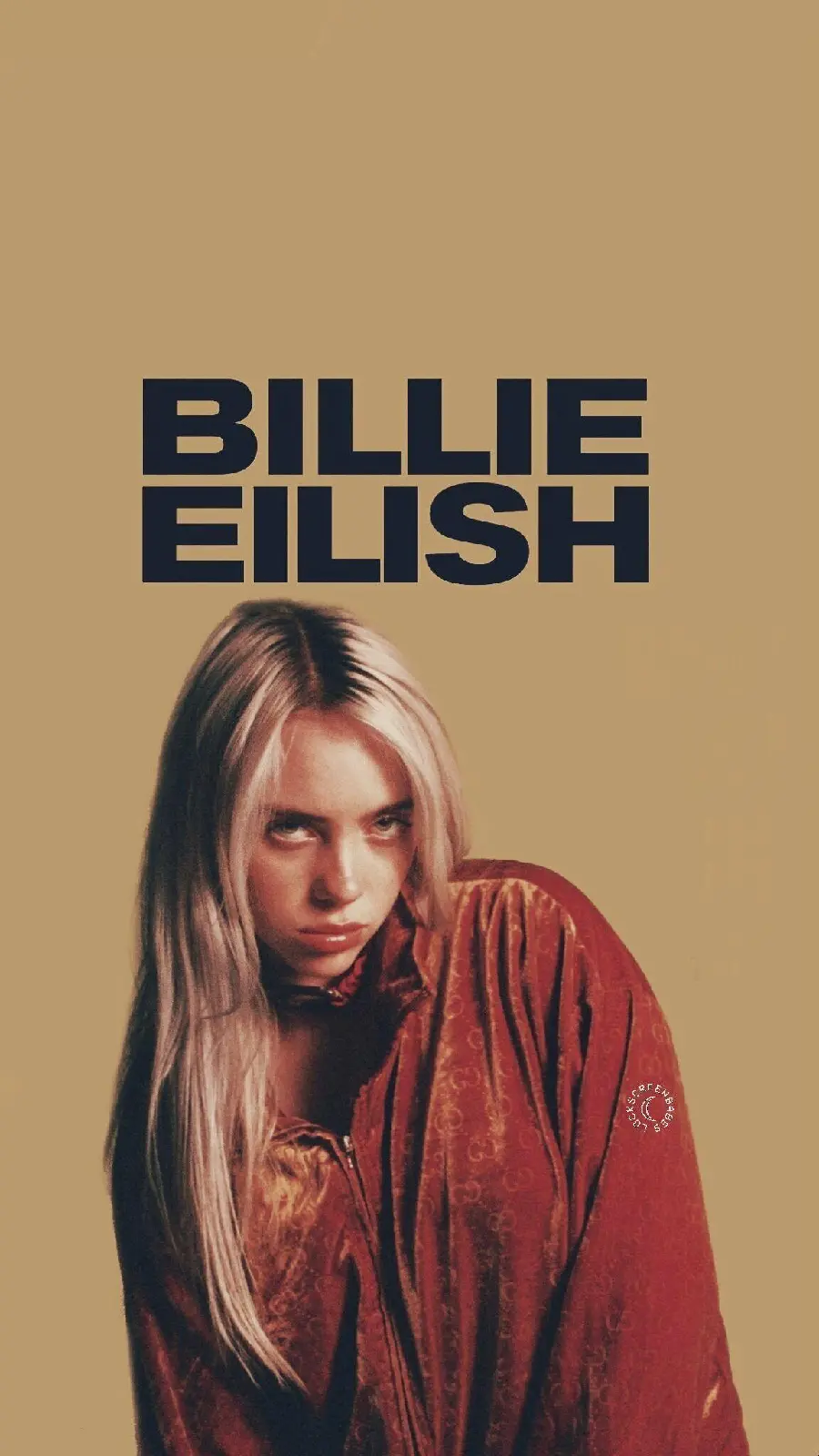 Billie Eilish's photo with a digital graphic font 