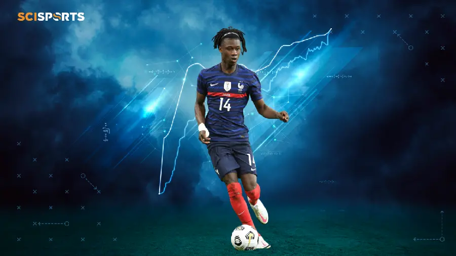 Background photo of Eduardo Camavinga, a young and talented French player 