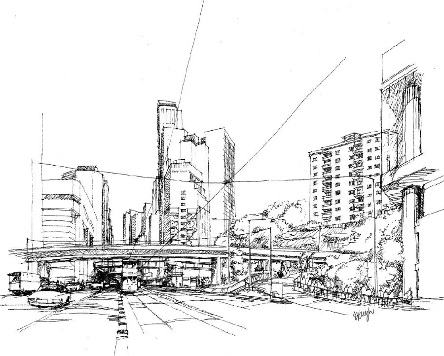 Preliminary plan of the office and residential building plan with a white background
