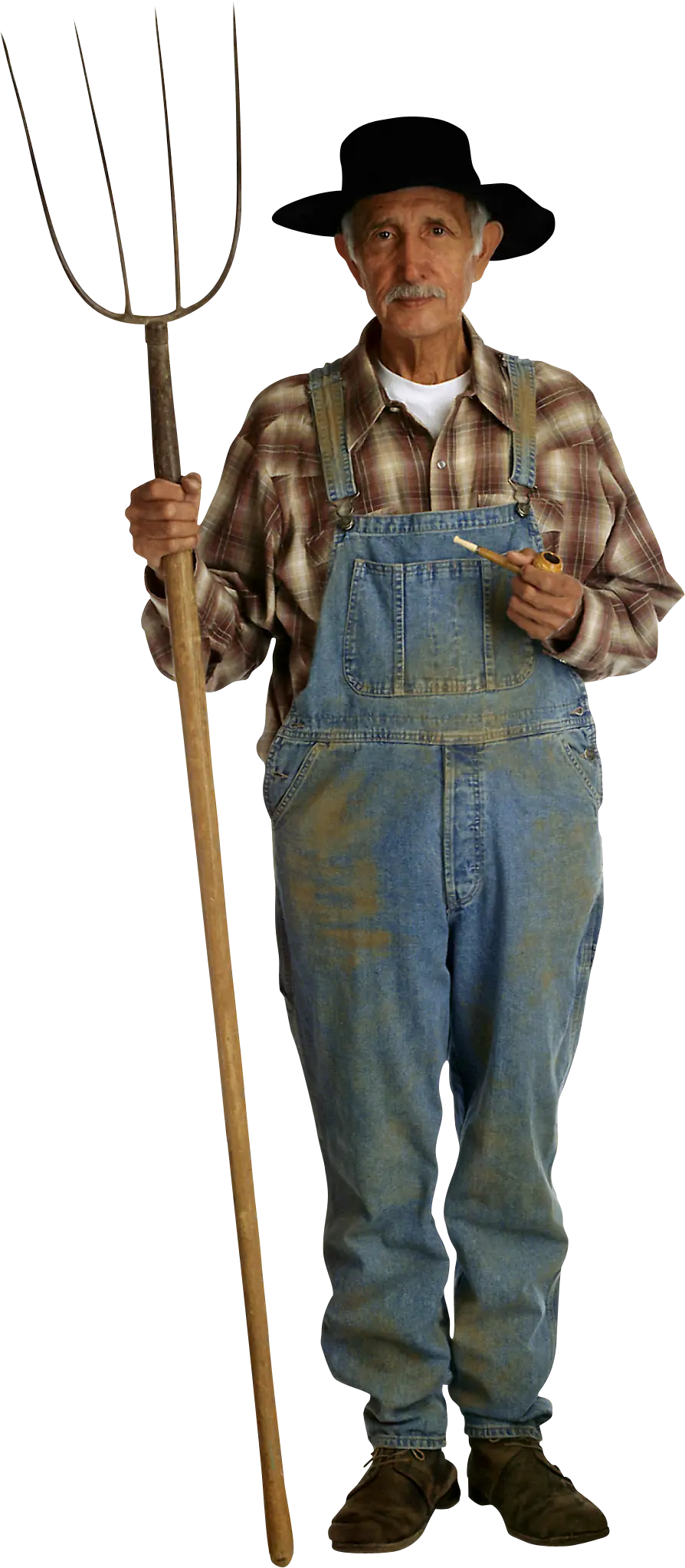 A teleported and backgroundless image of a farmer in PNG format