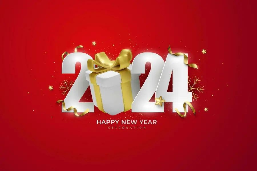 The most stylish red and gold graphic photo for Christmas and New Year greetings 