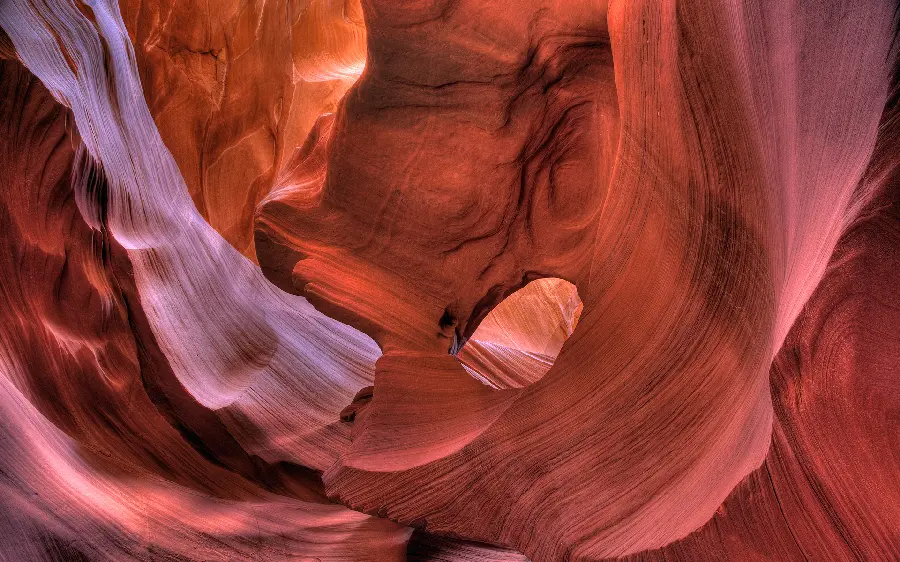 Attractive wallpaper featuring the strange Antelope Canyon valley and rocks in America 
