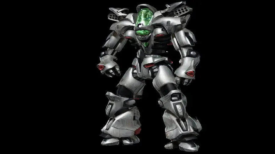 Metal electronic robot wallpaper on a black background