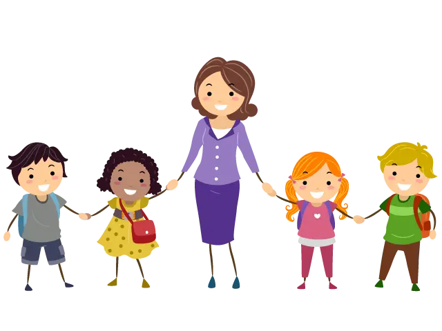 Download PNG image of a free graphic teacher with students