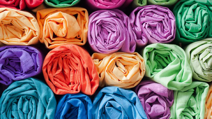 Artistic and cheerful photo of colored fabrics for desktop and computer background 1403