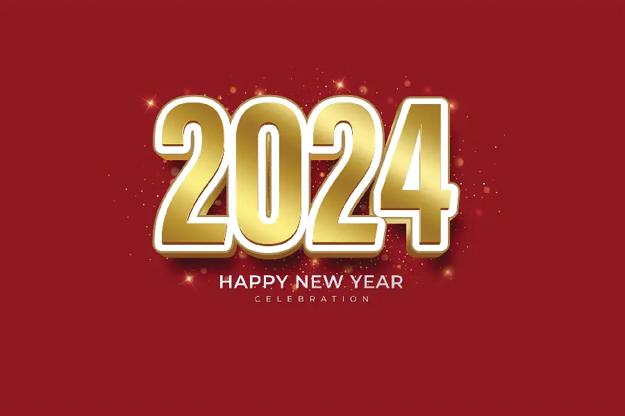 Simple graphic photo of the number 2024 for Happy New Year and Christmas 2024