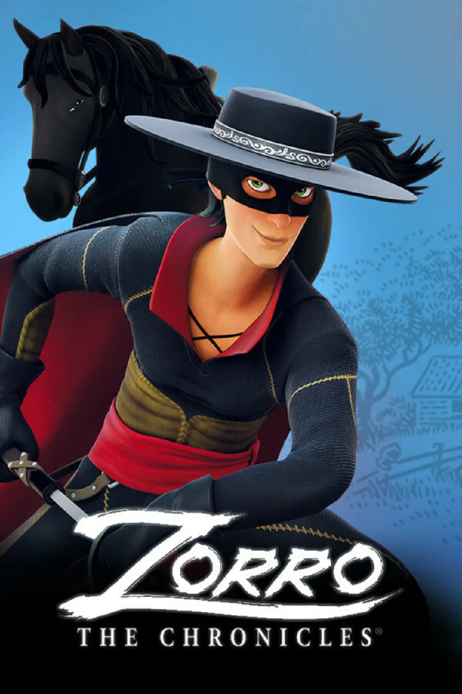 Popular Zorro animation for printing on the cover of the office 