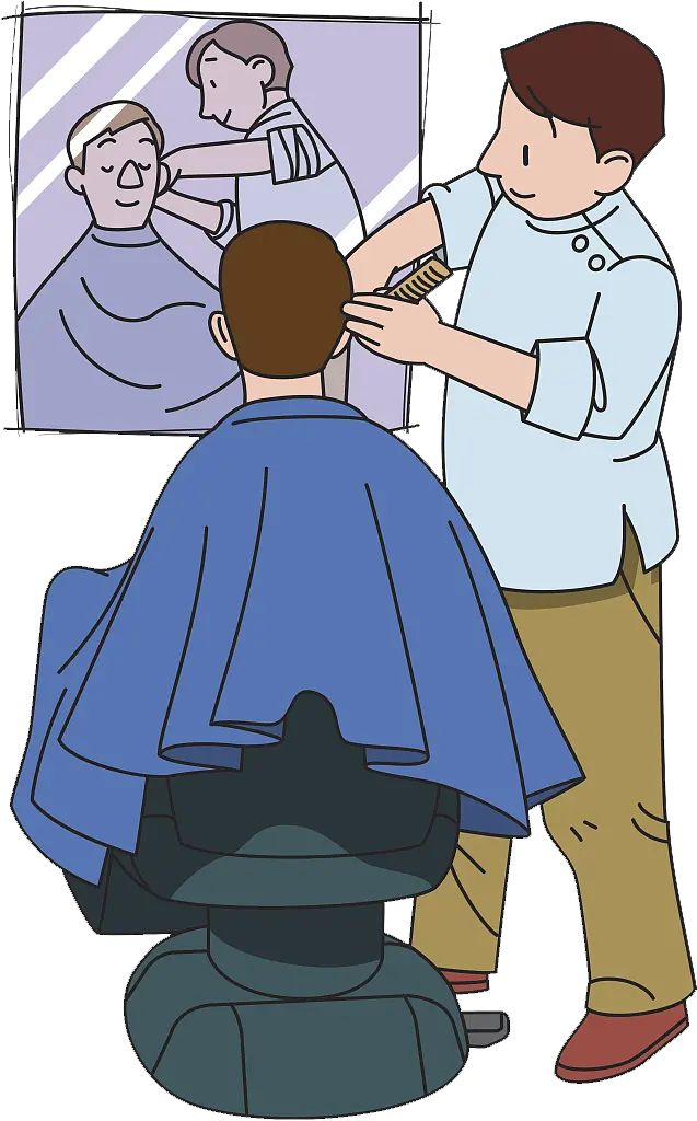 Photo of a half-finished men's hairdresser logo PNG