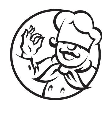 Line drawing of a chef in png format without background