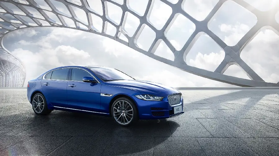 HD background of a cool Jaguar car in a photoshopped background