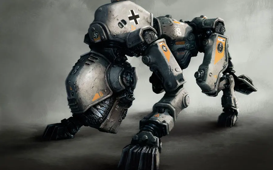 Wallpaper of a dangerous robot from the Wolfenstein video game series