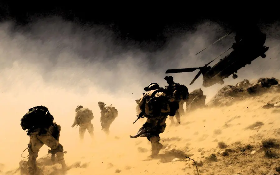 Photo of war and conflict between military-equipped soldiers