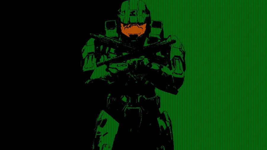 Stock Master Chief with a two-tone green and black theme