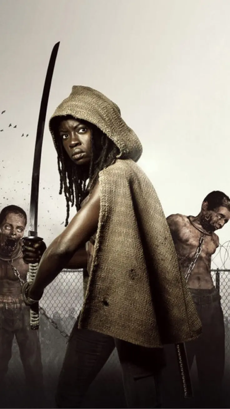 Download attractive photos of Michonne in the zombie-oriented series The Walking Dead or the Walking Dead