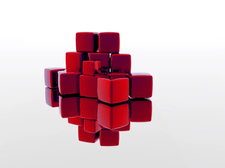 Designed photo of building blocks in shiny red color