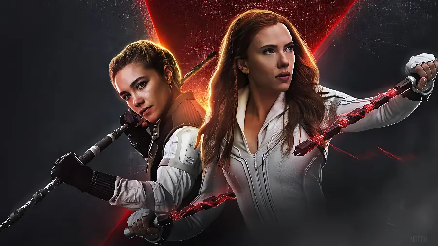 Florence Pugh's image on the poster of the action movie Black Widow