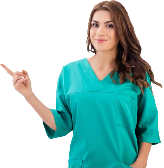 Free download of a real nurse in a green uniform PNG