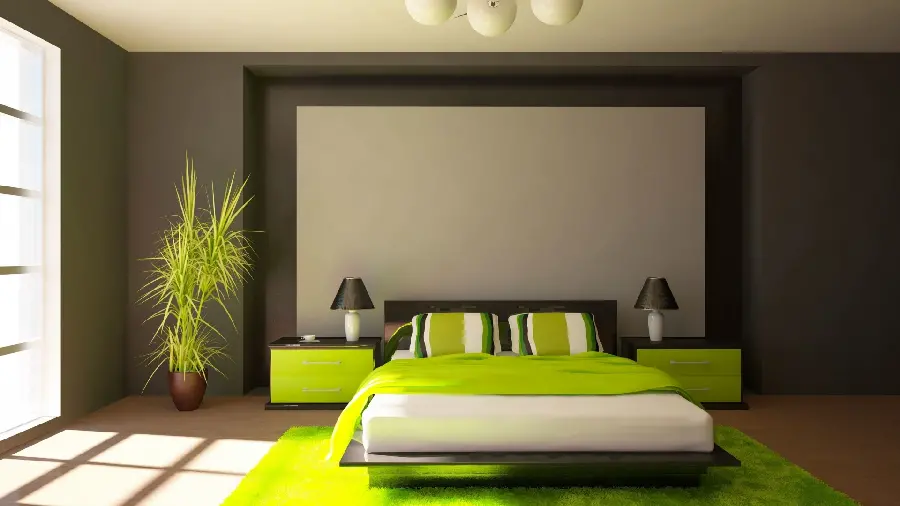 Stylish and luxurious photo of a renovated bedroom in a modern style for background 