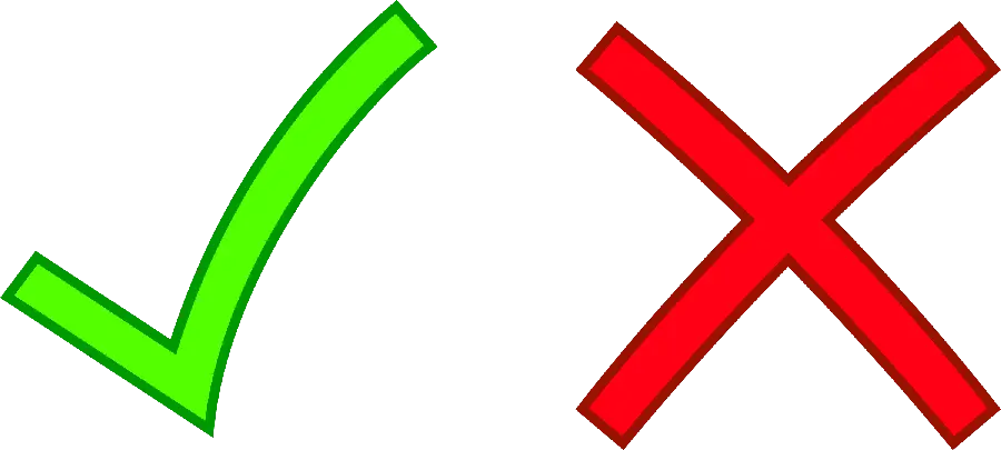 Simple photo of green ticks and red crosses in PNG format 