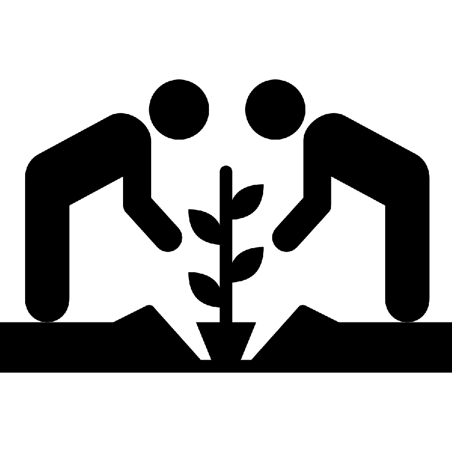 Download PNG image of black faceless figures planting flowers and farming