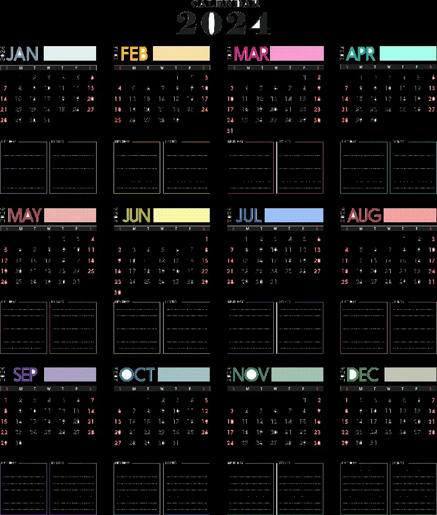 New Year's Calendar 2024 Wallpaper with a Unique and Impressive Design