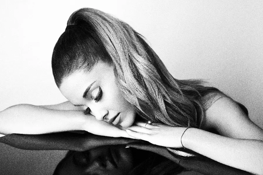 Popular black and white wallpaper of Ariana Grande