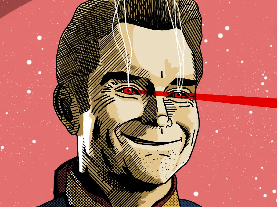 Cartoon photo of the Homelander character with very high quality