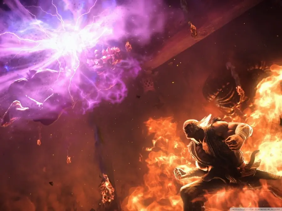 Heihachi Mishima wallpaper in flames