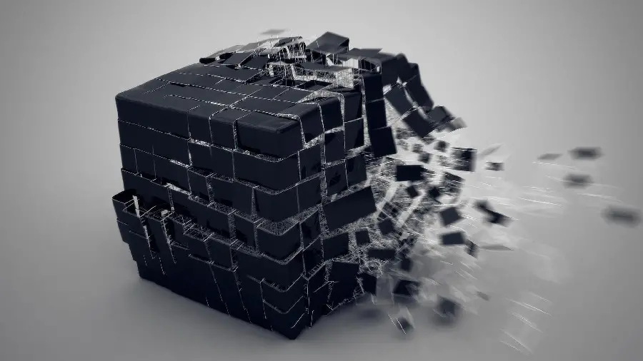 3D graphic image of building blocks in black and white design and color