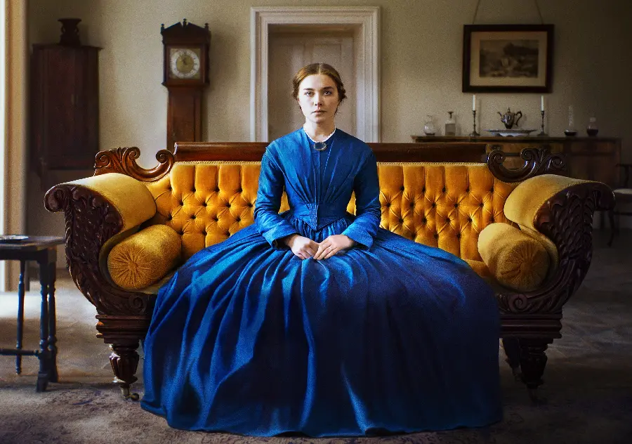 Florence Pugh's image on the poster of the movie Lady Macbeth