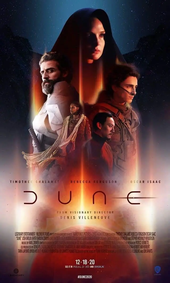 Background image of the Dune 2 movie poster with professional actors