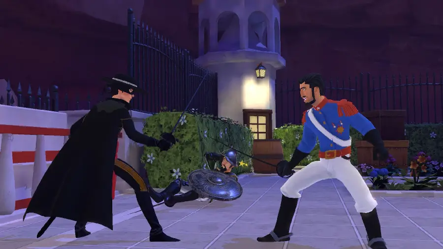 Background image of Zorro fighting in the video game