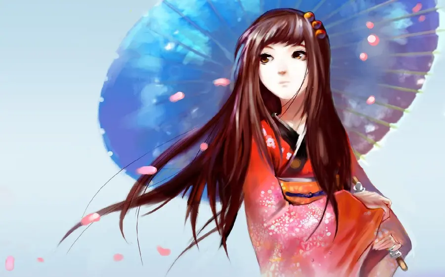Beautiful and beautiful anime girl profile picture with blue umbrella 