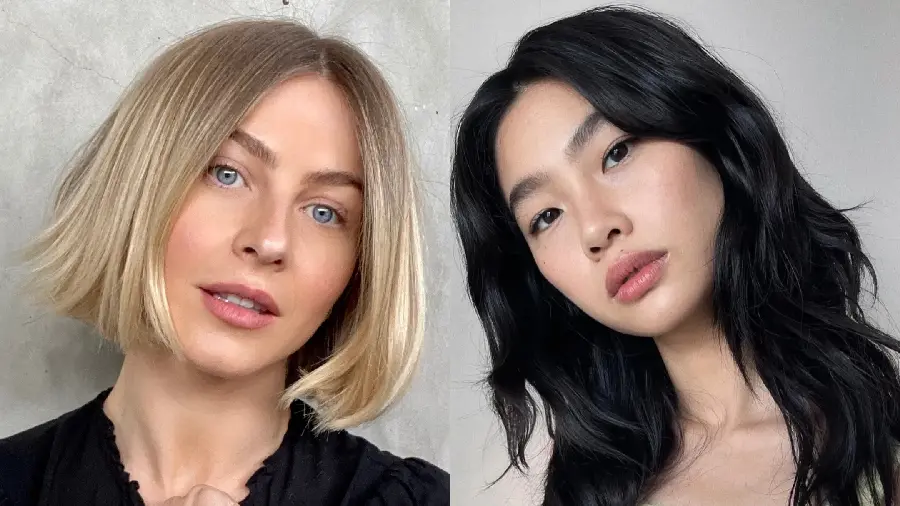 Photo of two types of women's and girls' hairstyles for black and golden hair