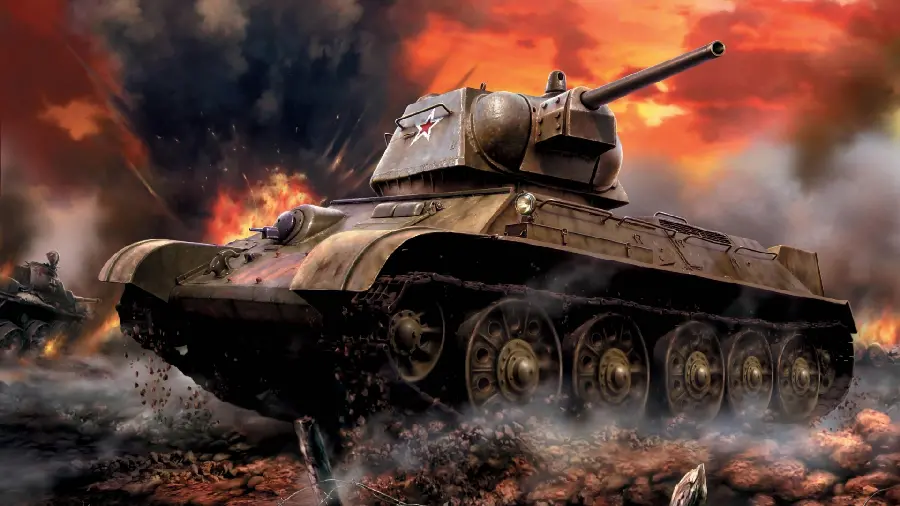 Exciting and terrifying background image of a war tank for video games