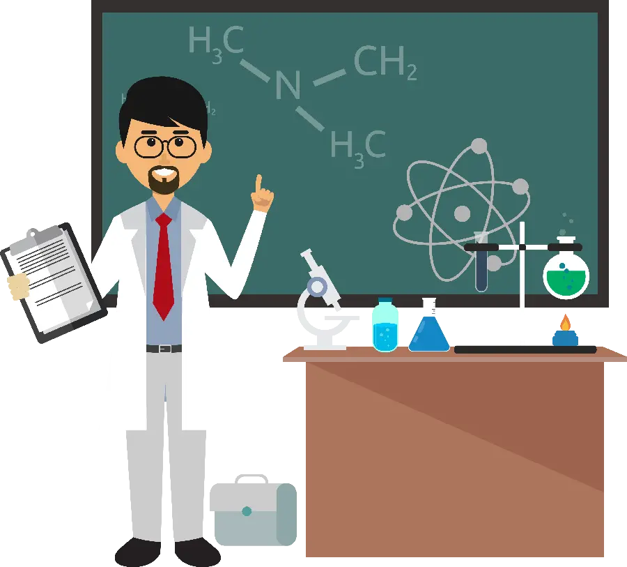 Download PNG and cropped image of a free and high-quality chemistry teacher design 