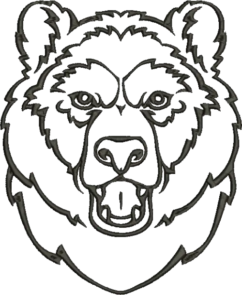 Download a colorless PNG painting of a cartoon bear