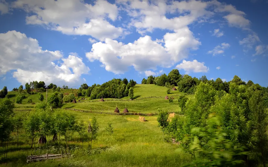 The most beautiful nature of European farms for poster printing