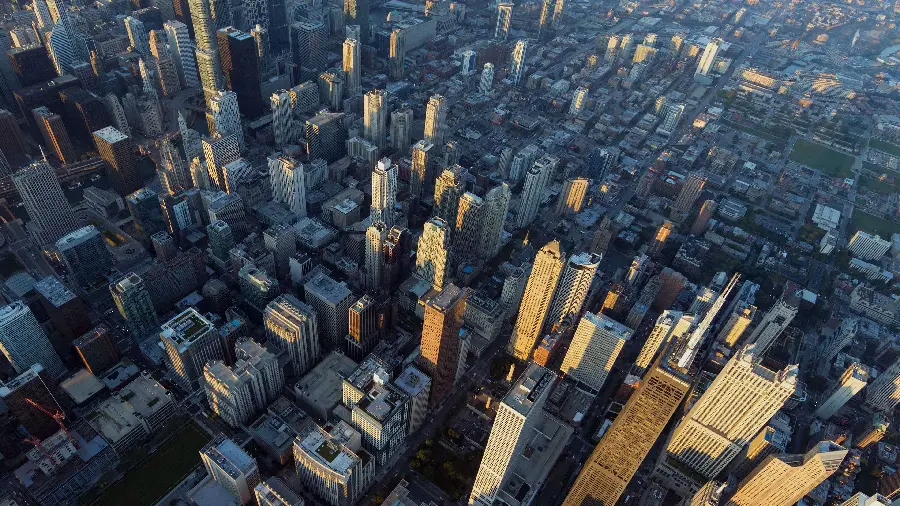 High quality photo of huge city buildings for poster printing