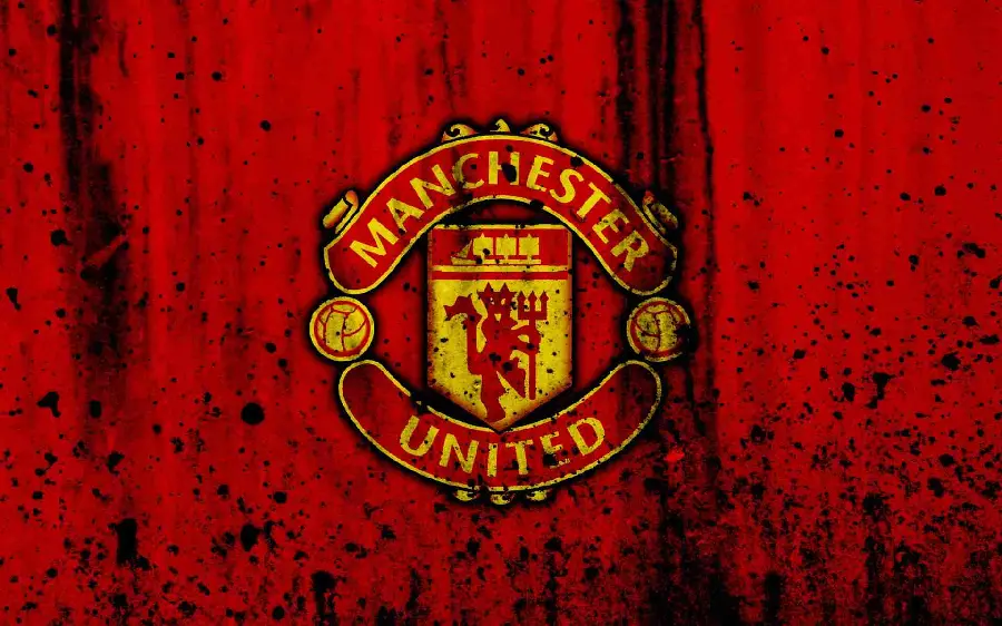 Manchester United logo design wallpaper with red background 
