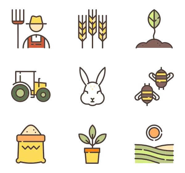 Photo of various agricultural equipment and tools PNG