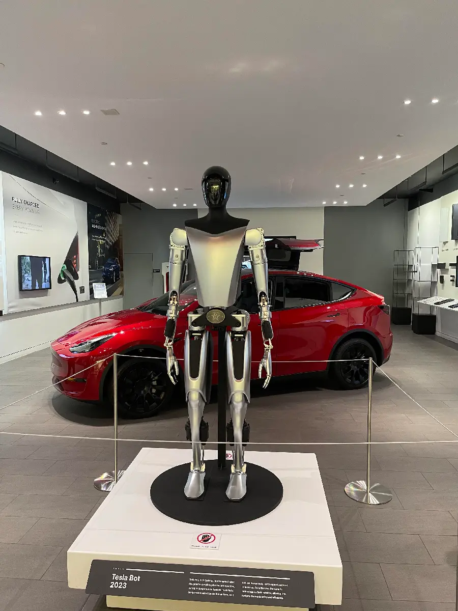 Photo of Optimus Tesla robot in a special storage compartment 
