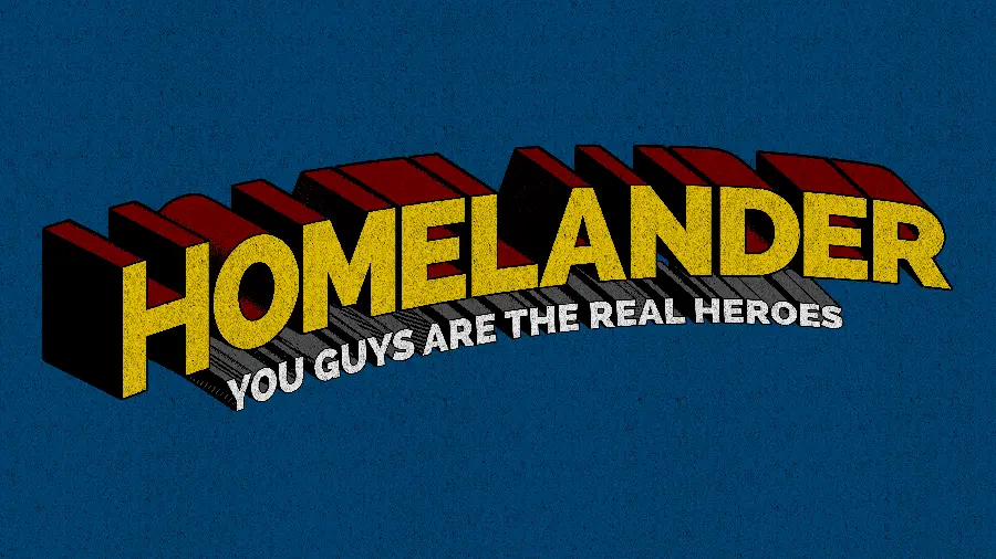 Background image with Homelander text on a blue background