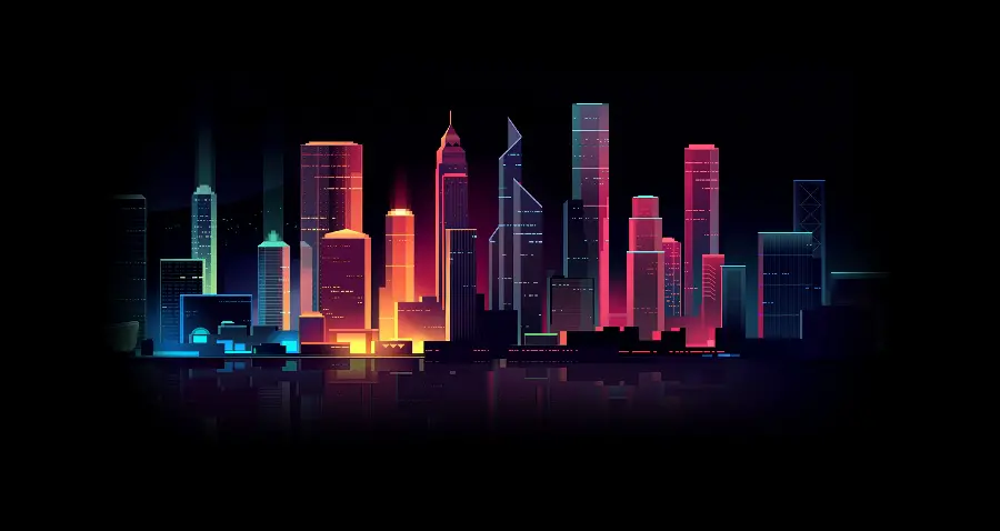 Download photos of illuminated buildings in the dark of the night