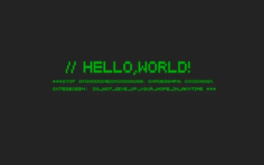 Minimalist Programming Image with Green Text in the Middle of the Image