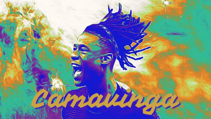 Beautifully designed photo of Eduardo Camavinga, the 21-year-old Real Madrid player