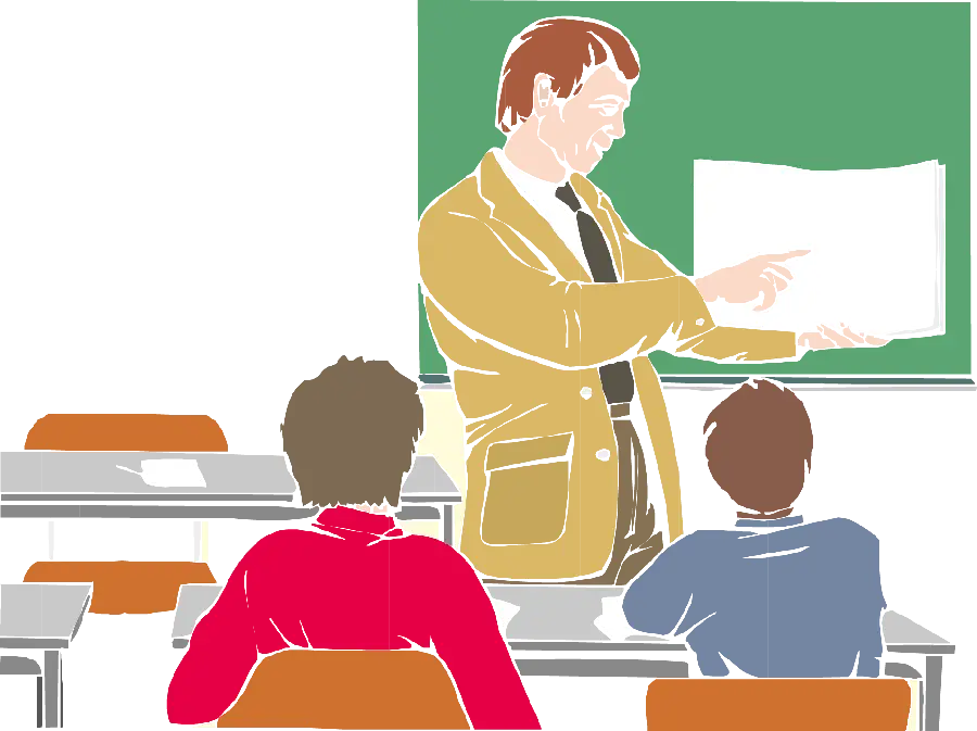 PNG image of a male teacher teaching in elementary school 