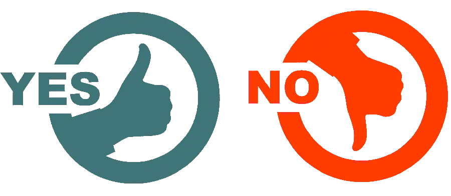 Photo of correct and incorrect signs or like and dislike or yes and no or yes and no 